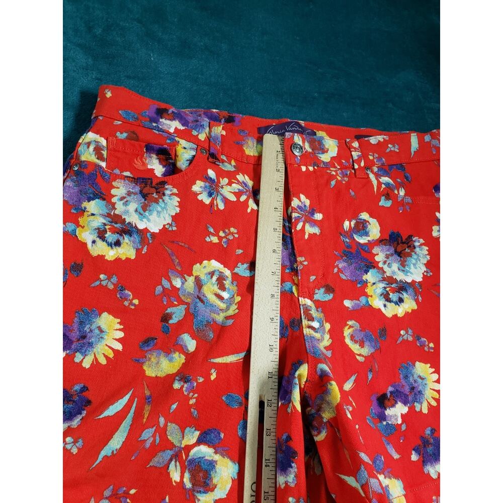 Gloria Vanderbilt Shorts Size 16 Womens Red Amanda Floral Ladies Casual NWT - Picture 8 of 13